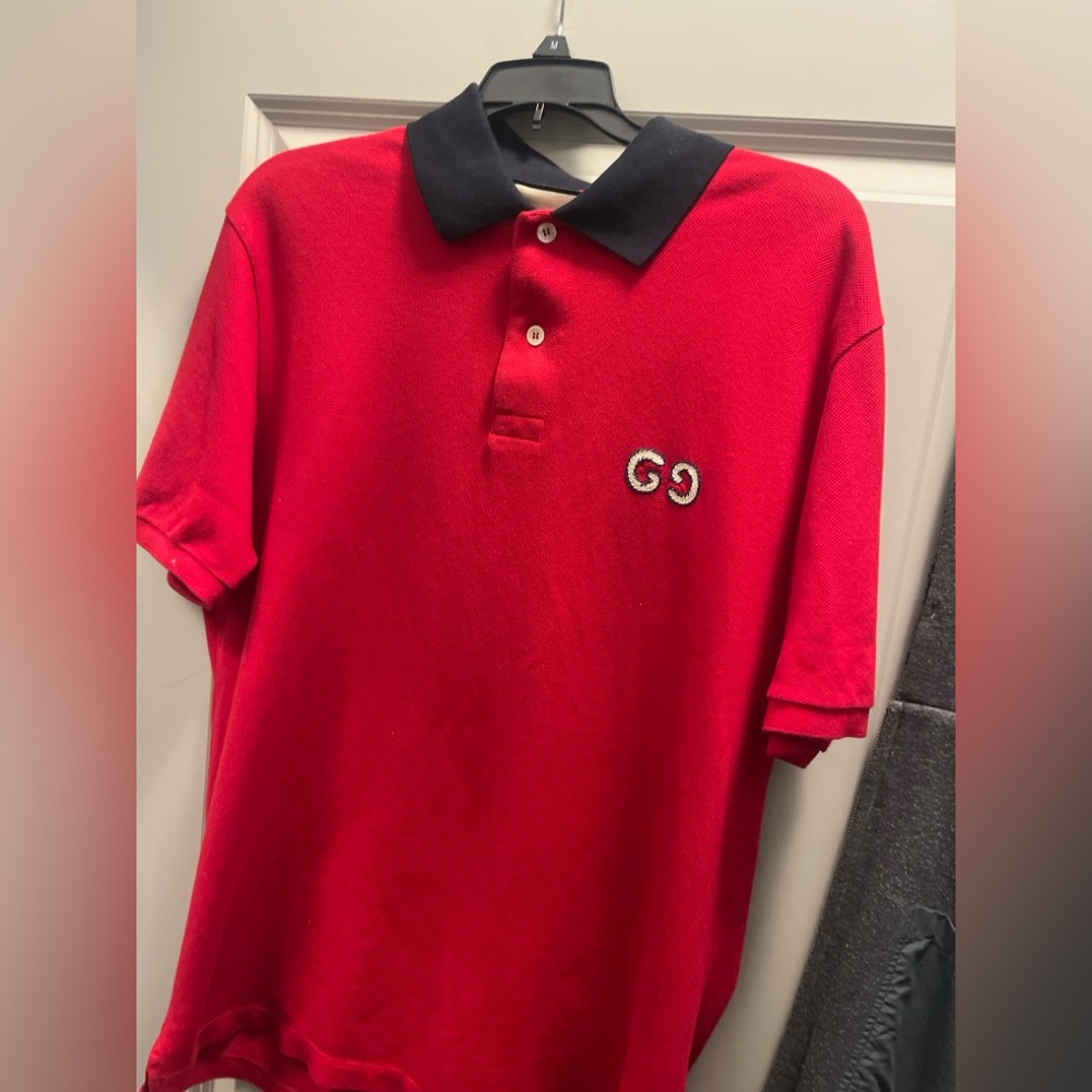 Gucci Red Polo with Black Collar